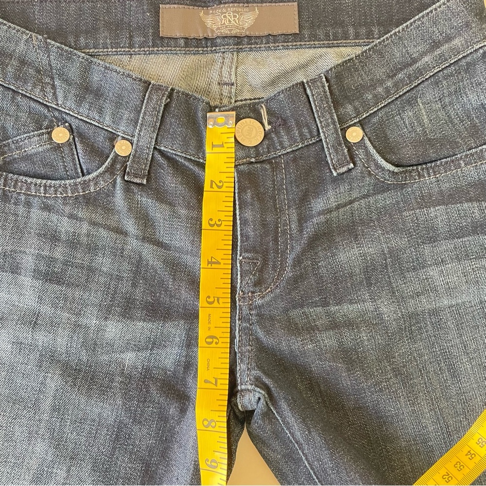 Y2K Rock & Republic women’s Dark Blue Jeans Embellished Pockets - Picture 11 of 14